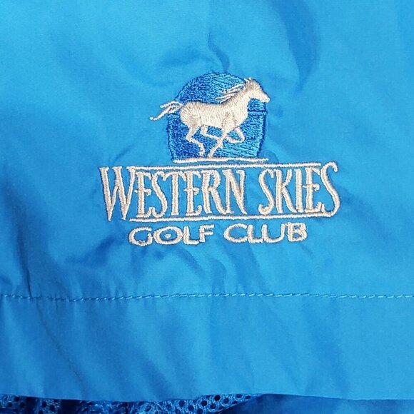 Mens XL Blue Half-Zip Short Sleeve Jacket Windbreaker Western Skies Golf Club - Picture 4 of 16